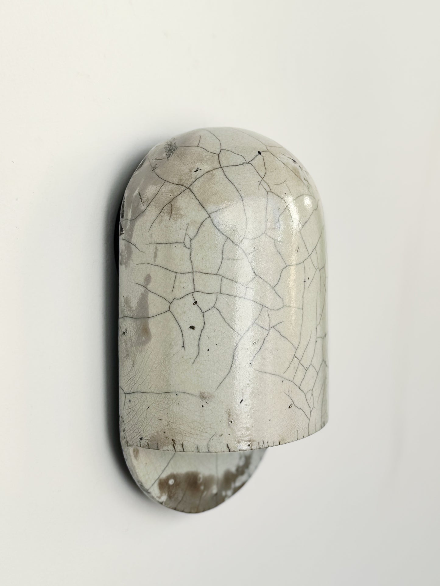 Tera Sconce - White Crackle Raku 07