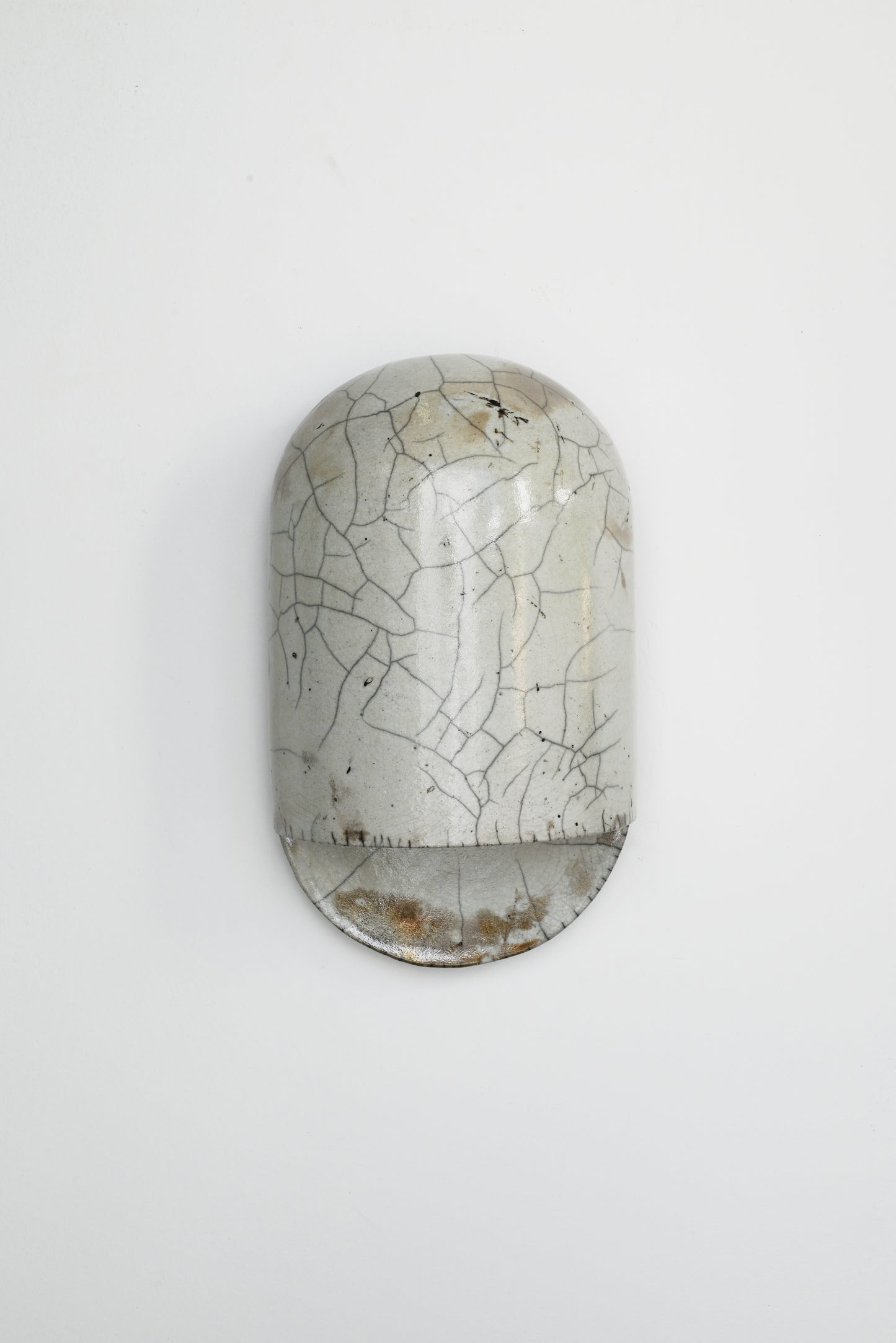 Tera Sconce - White Crackle Raku 07