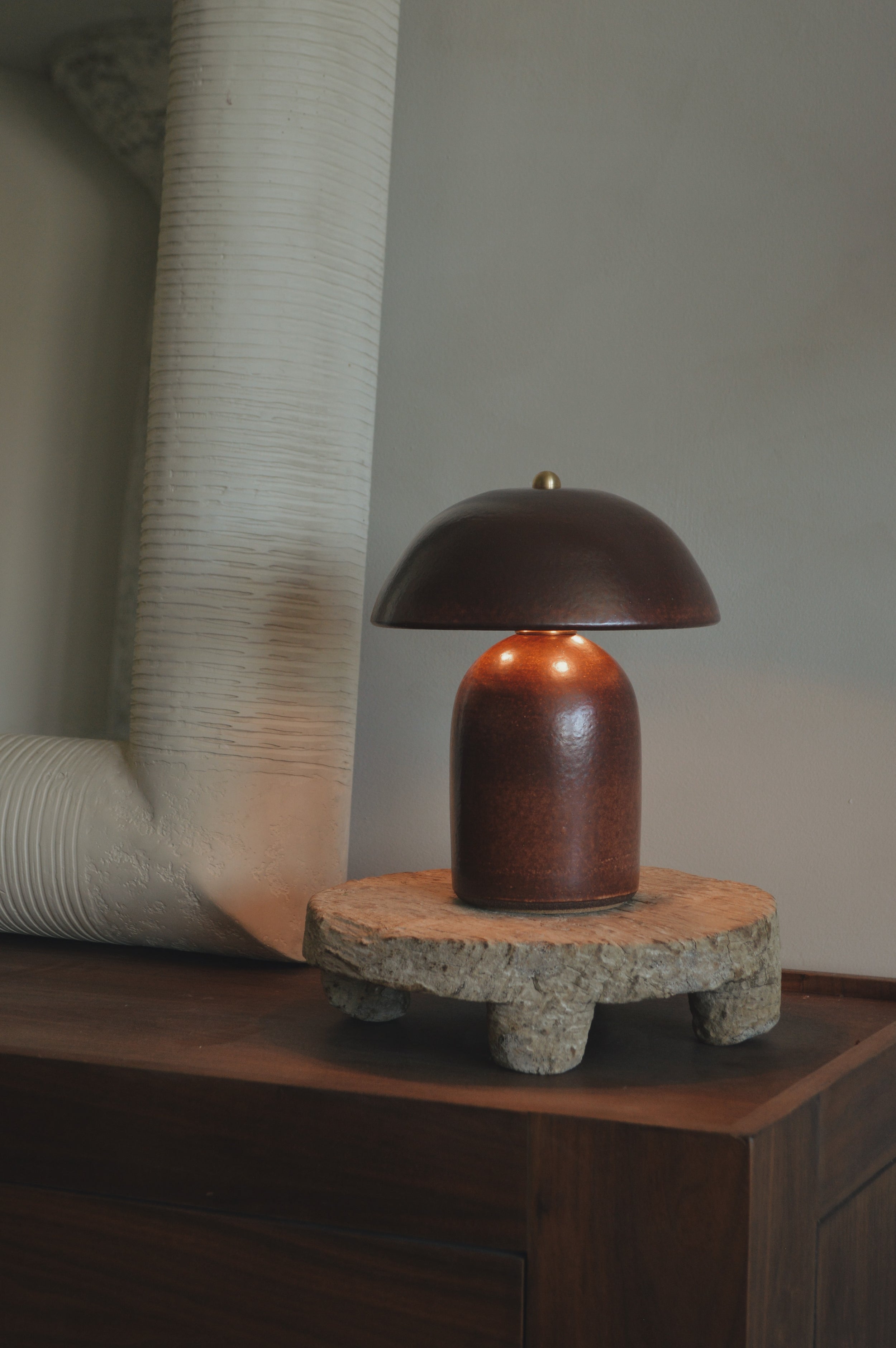 Ceramicah Shino Tera Lamp in MIni on credenza
