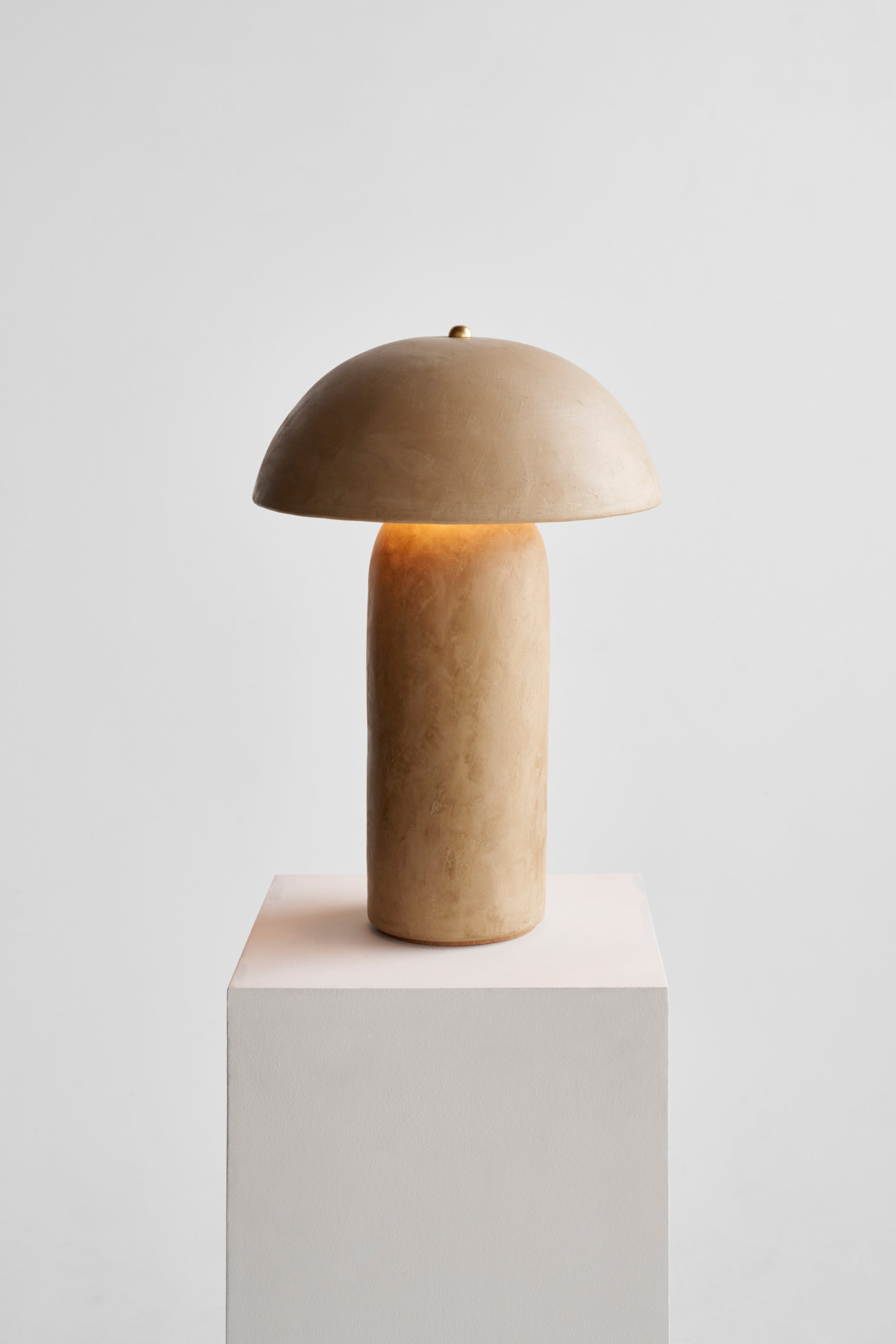 Ceramicah Tera Lamp Lime Plaster Beige Extra Large turned on