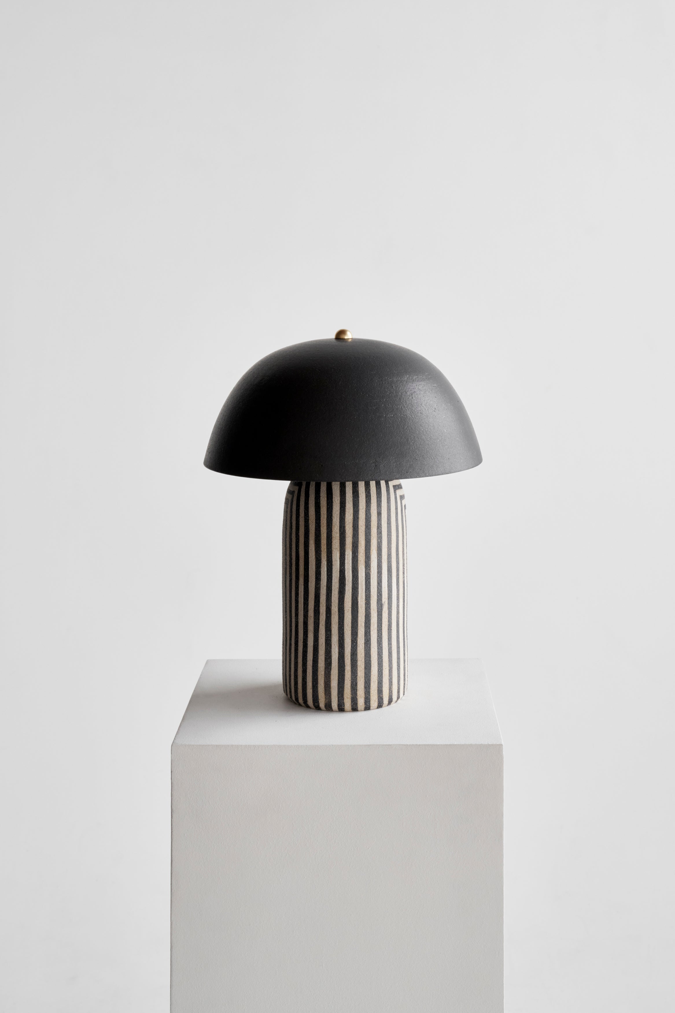 Ceramicah Tera Lamp Stripe with Black Shade Medium