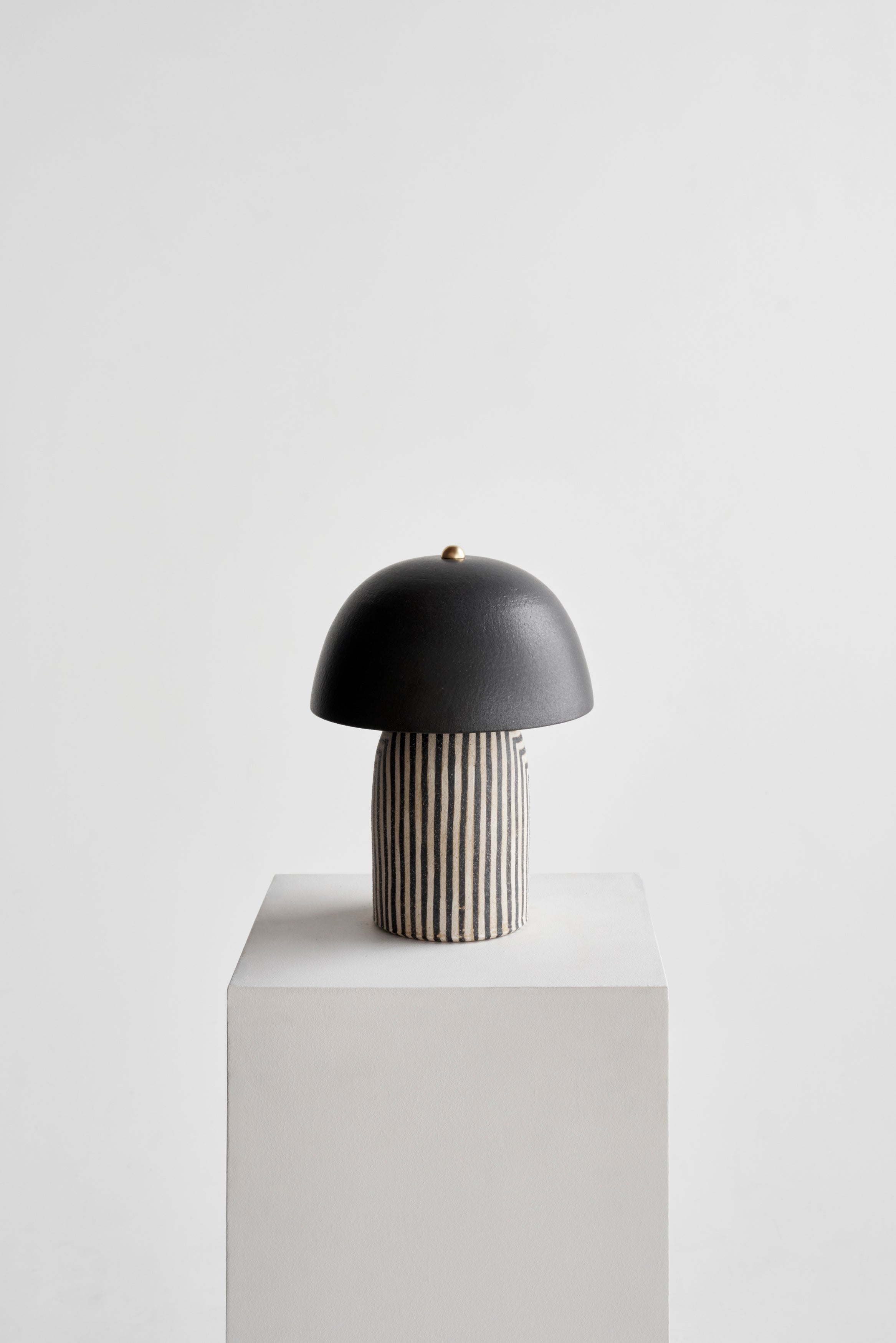 Ceramicah Tera Lamp Stripe with Black Shade Mini