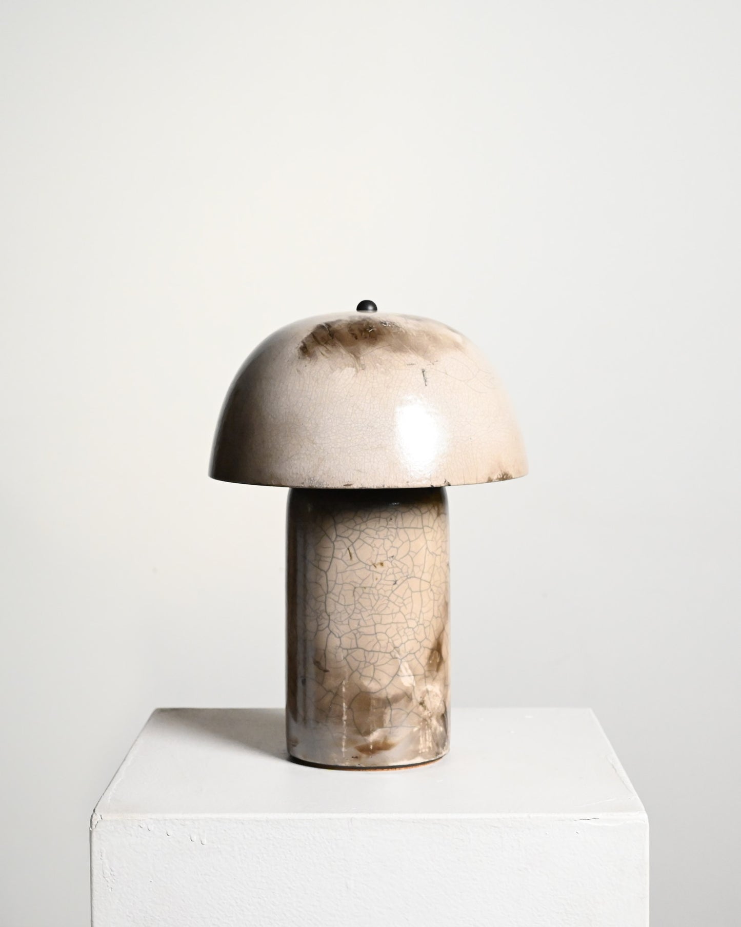 Tera Lamp in White Crackle Raku - M