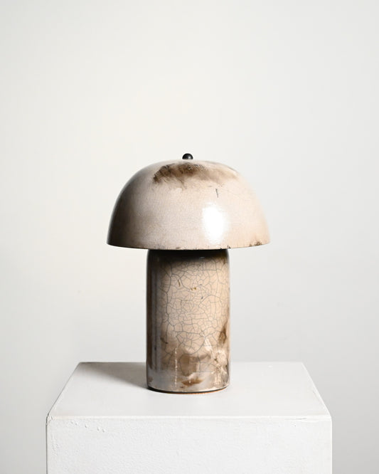 Tera Lamp in White Crackle Raku - M