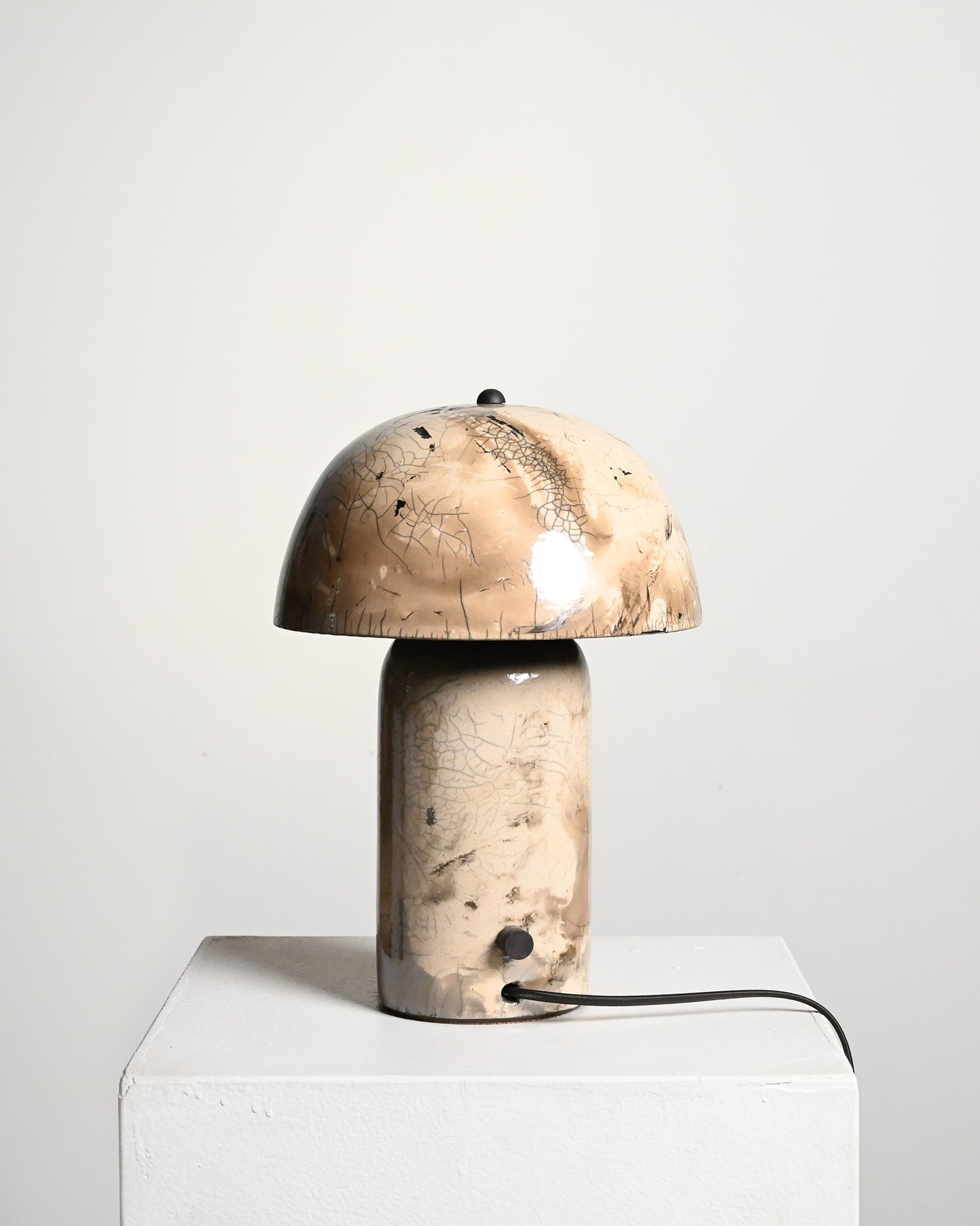 Tera Lamp in White Crackle Raku 3 - M