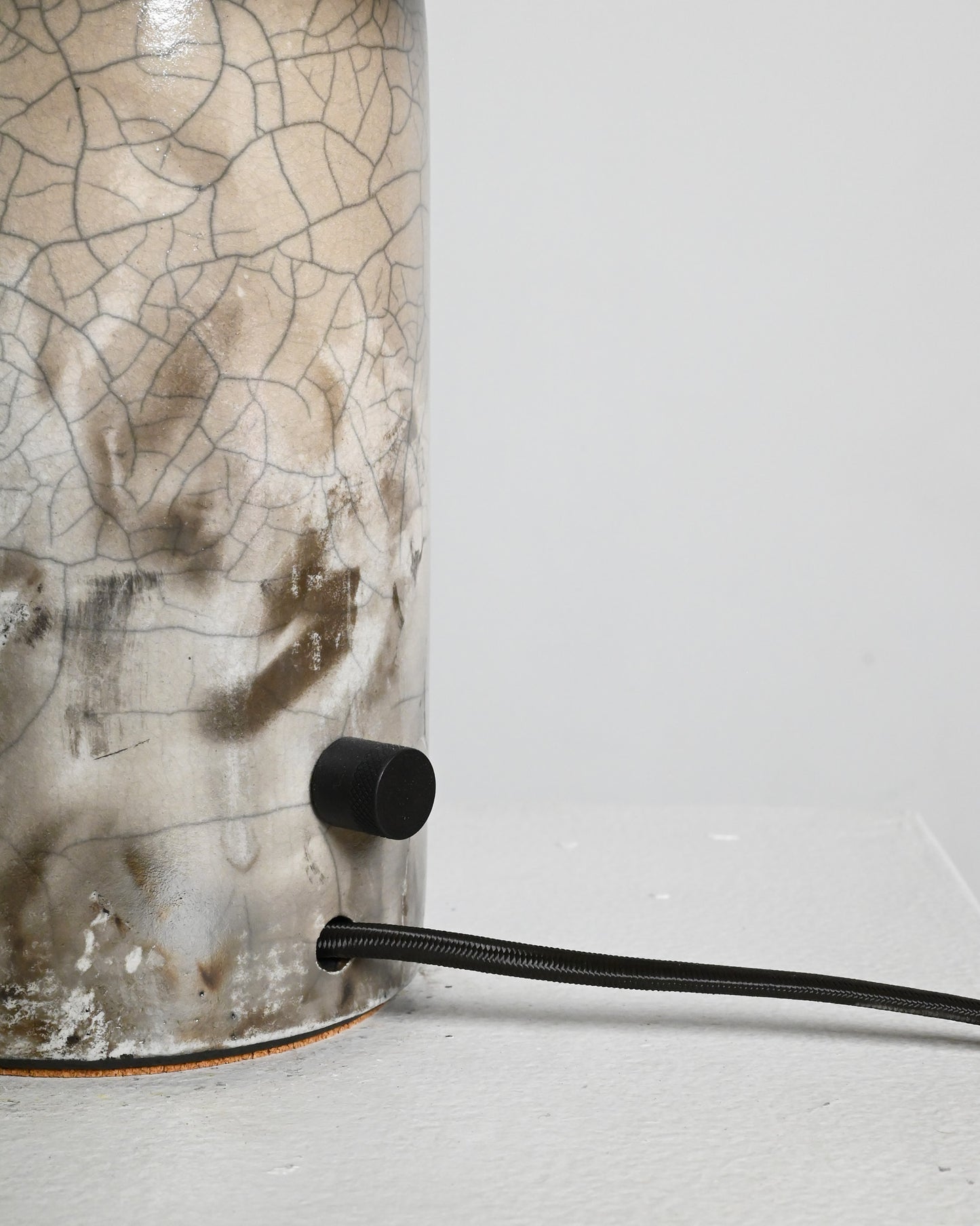 Tera Lamp in White Crackle Raku - M