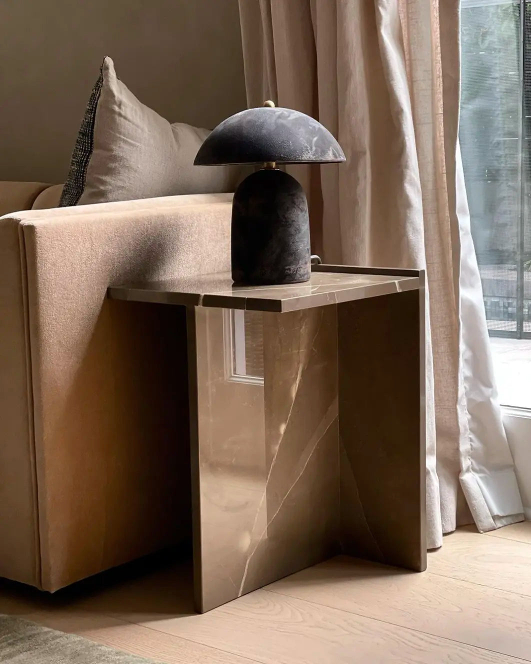 Ceramicah Raku Tera Lamp in Mini on side table
