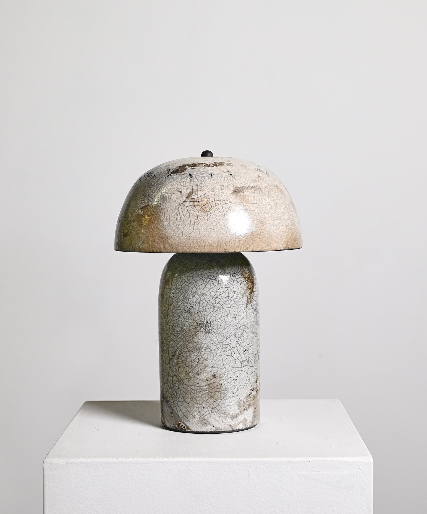 Tera Lamp in White Crackle Raku - Medium