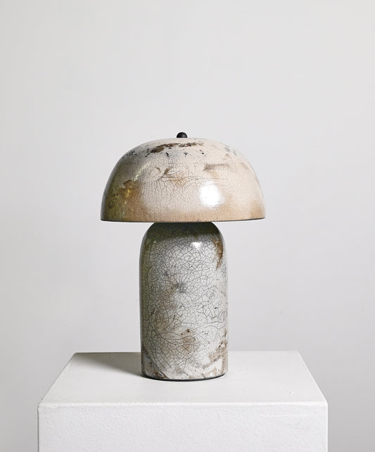 Tera Lamp in White Crackle Raku - Medium