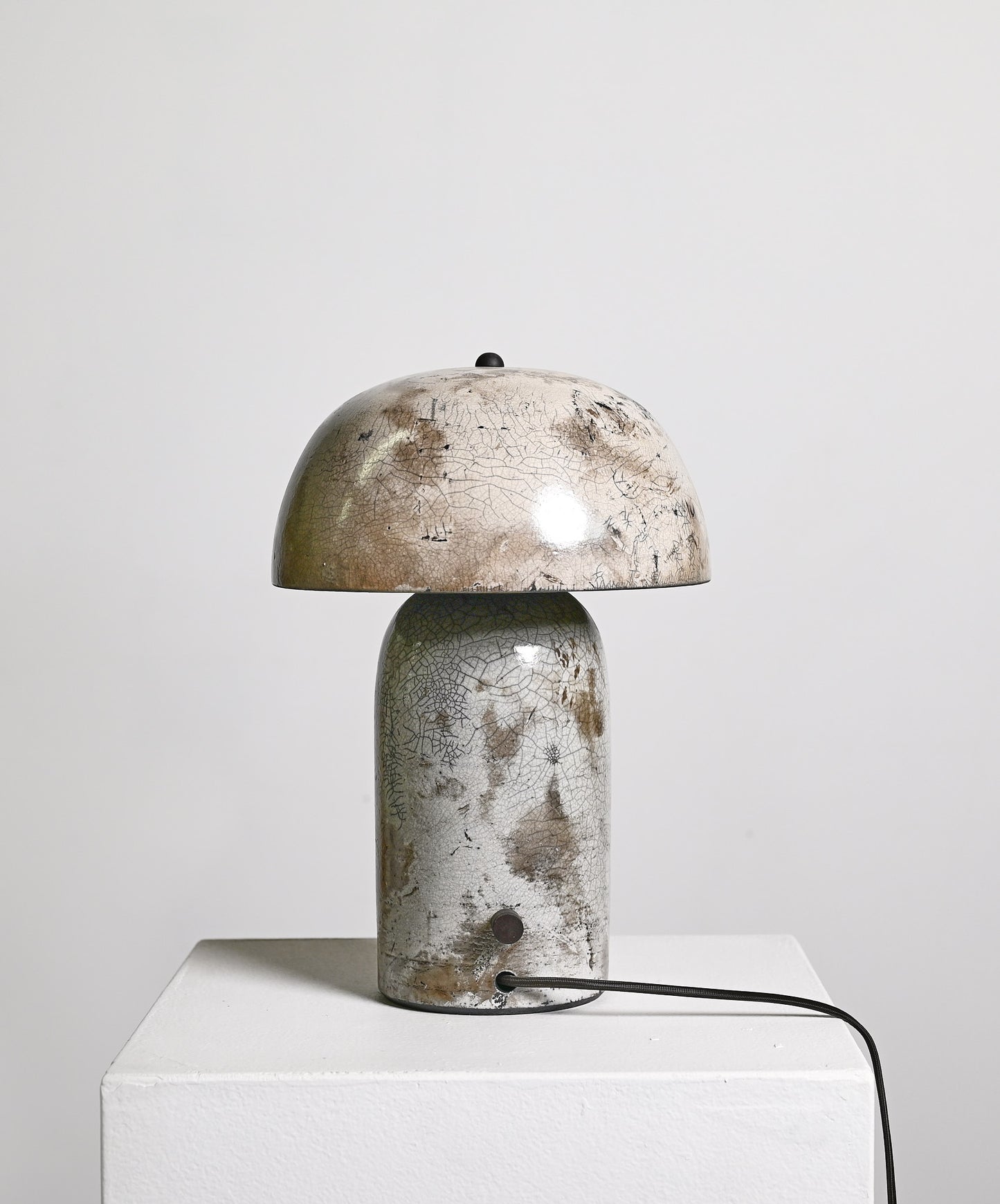 Tera Lamp in White Crackle Raku - Medium