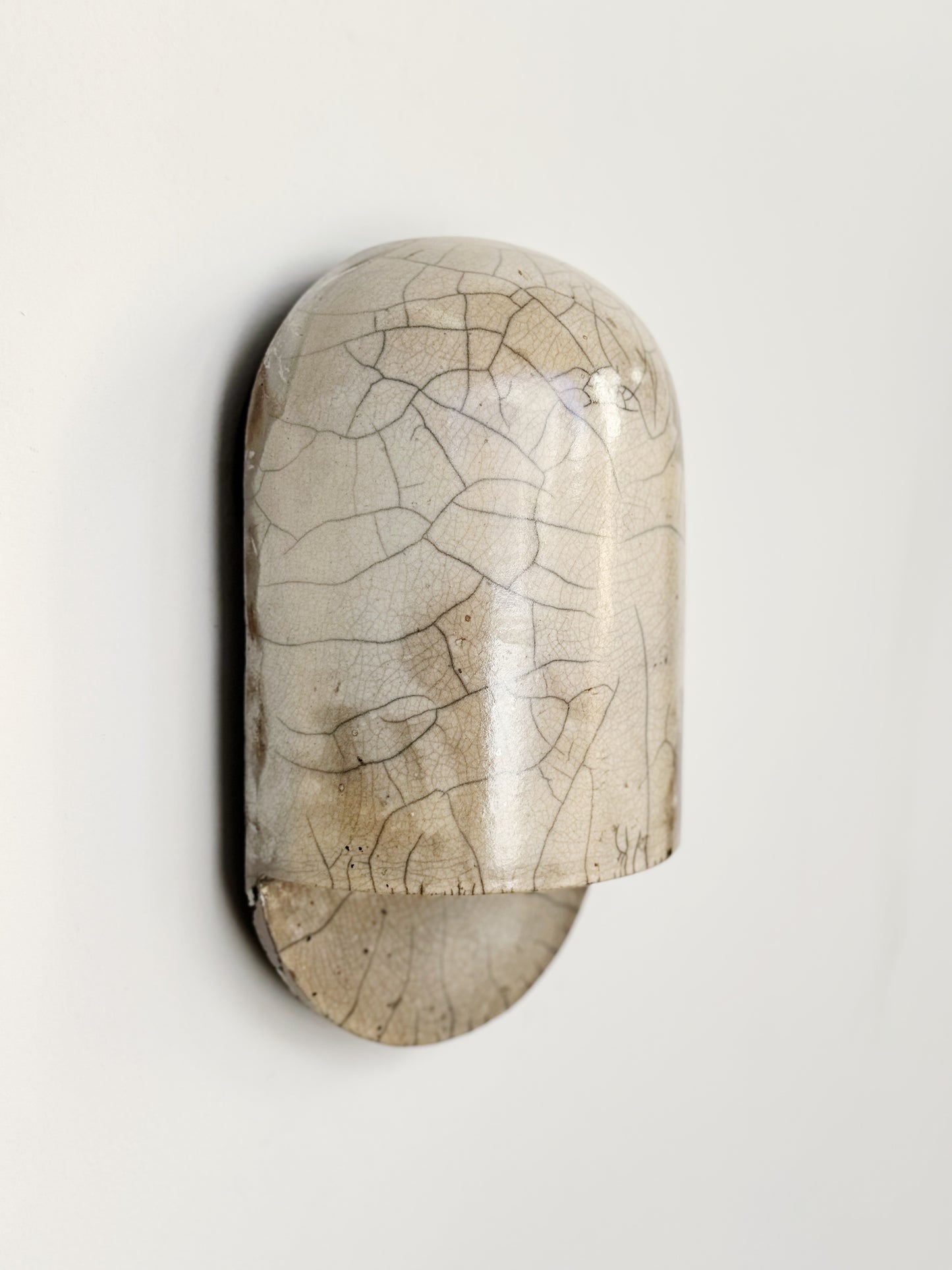 Tera Sconce - White Crackle Raku 01