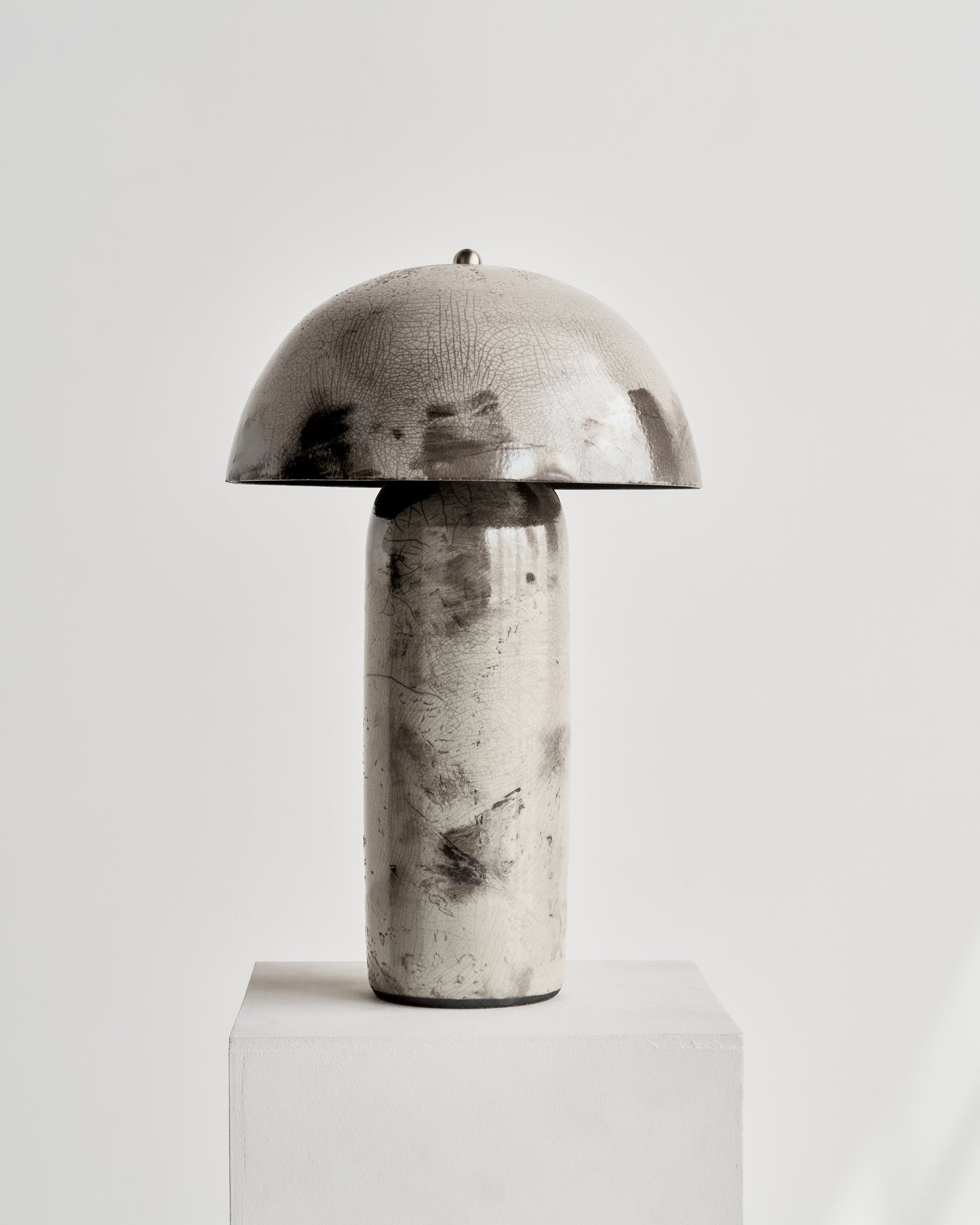 Ceramicah Raku Tera Lamp in White Crackle Large
