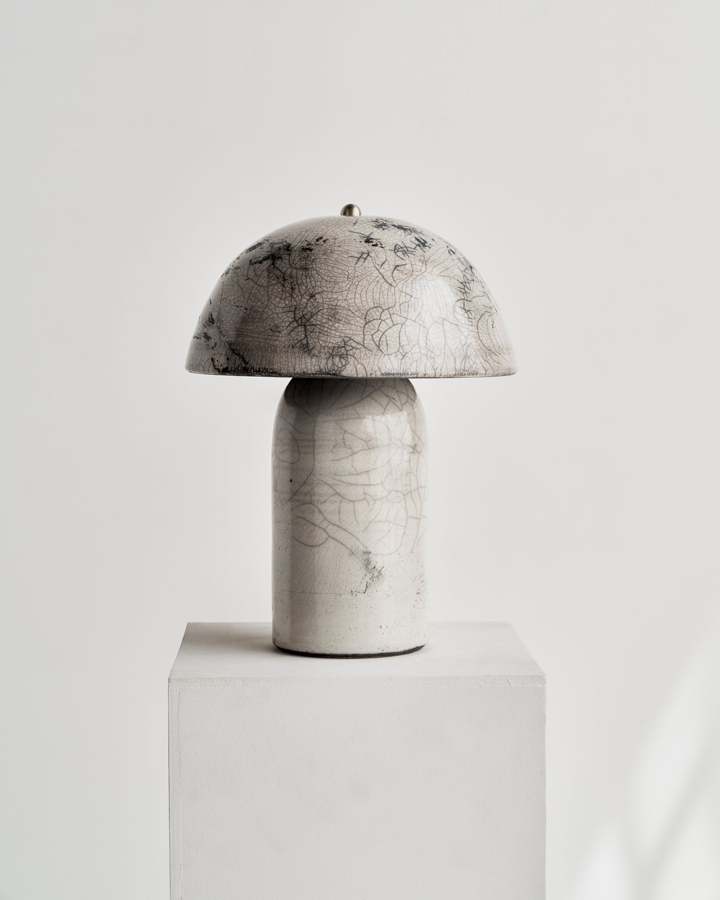 Ceramicah Raku Tera Lamp in White Crackle Medium