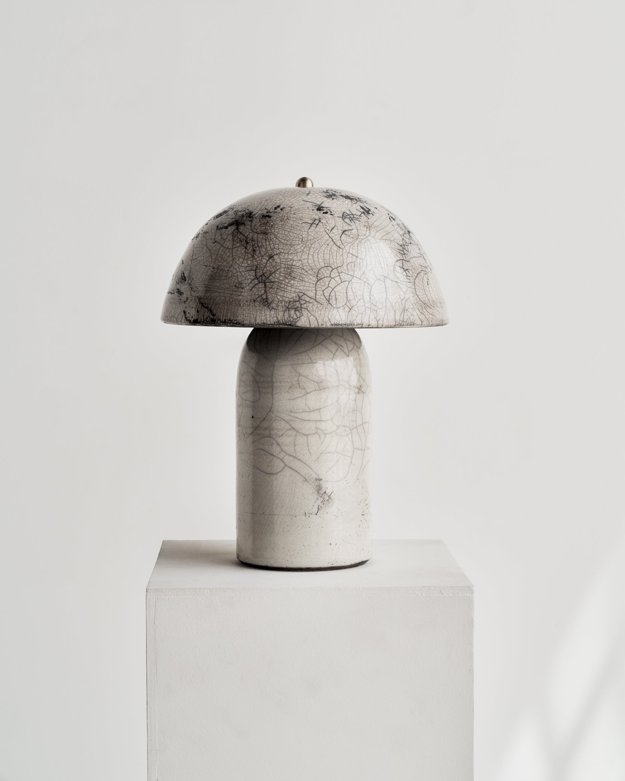 Ceramicah Raku Tera Lamp in White Crackle Medium