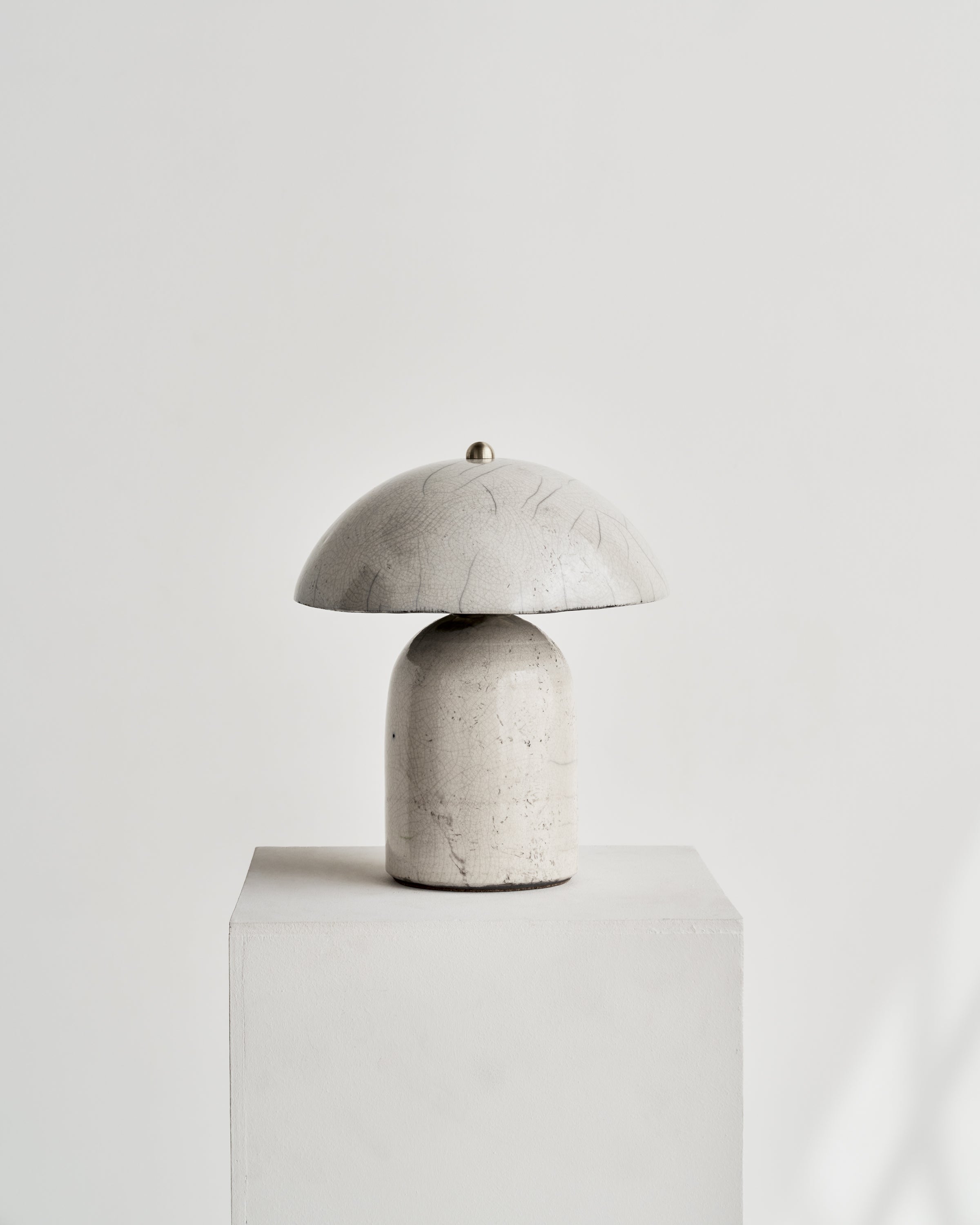 Ceramicah Raku Tera Lamp in White Crackle Mini