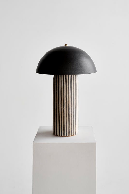 Ceramicah Tera Lamp Stripe with Black Shade Large