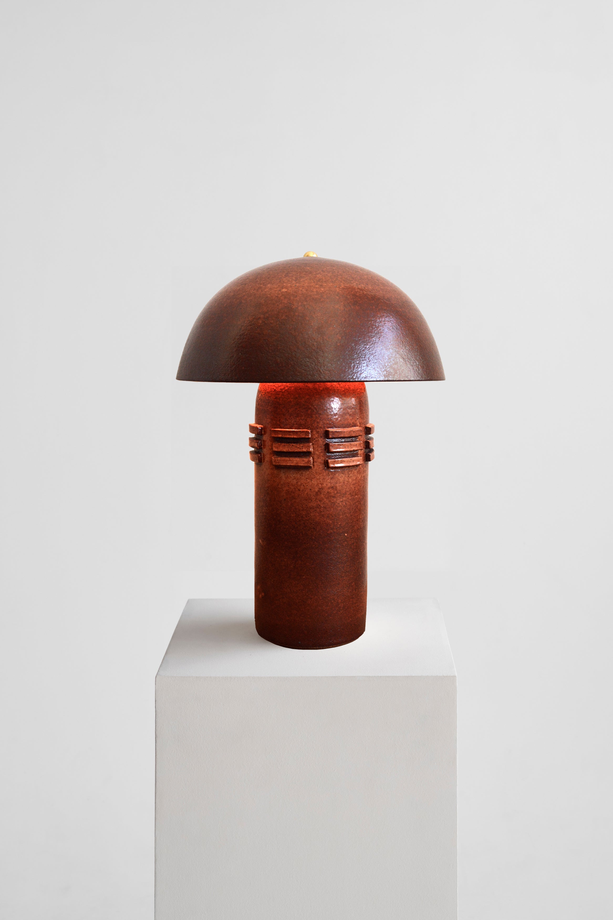Ceramicah Shino Tera Lamp with rib detail large turned on